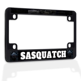 Fastasticdeals Metal Insert Bike License Plate Frame Sasquatch an Bigfoot Funny Face Weatherproof Motorcycle Accessories Black 4 Holes Solid Insert