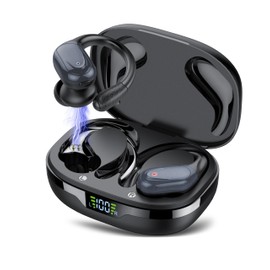 CASCHO Wireless Earbuds, 60Hrs Playtime Bluetooth Earphones, Bluetooth Headphones 5.3, Deep Bass Stereo HD Mic, In-Ear IP7 Waterproof Earphones with Earhooks, USB-C, for Sport iOS/Android Black