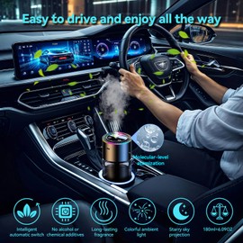 BJMCXIA Smart Car Air Freshener with Star Projector, 180ML Large Capacity 8 Months car diffusers for essential oils. Auto On/Off, Adjustable Intensity for car and home (cologne)