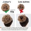JJstar Dutt, Haarteil, groß, lockig, gewellt, Haargummi, Naturhaar, falsch, elastisch,
