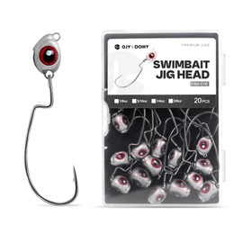 OJY&DOIIIY Fish Eye Swimbait Jig Heads, 20 Pack Weighted Hooks for Texas Rig or Ned Rig Fishing 1/4 oz