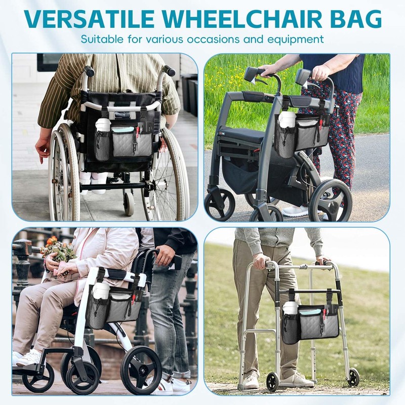 SHIFANQI Wheelchair Bag with Cup Holder, Wheelchair Accessories Armrest Side