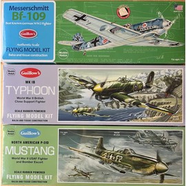 Guillow's Laser-Cut WW II Fighter Planes Balsa Wood Flying Model Airplanes, Set of 3