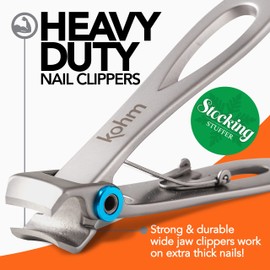 Kohm CP-120L 5mm Heavy Duty, Wide Georgiant Nail Clippers for Men, Seniors, Adult Thick Toenails or Durable Fingernails