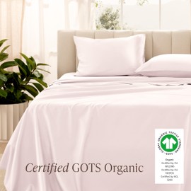 Bare Home 100% Organic Cotton Twin Sheet Set - 400 Thread Count - Smooth Sateen Weave - Breathable & Cooling - Hotel Luxury Set - Deep Pocket Bed Sheets (Full XL, Dusty Pink)