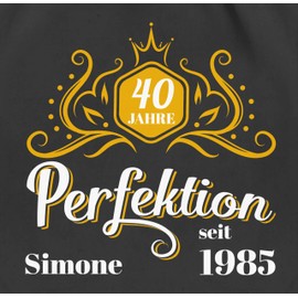 Geschenk mit Namen personalisiert by Shirtracer - Gym Bag Backpack - 40th Birthday - 40 Years of Perfection Since 1984 Legend, 04 Black