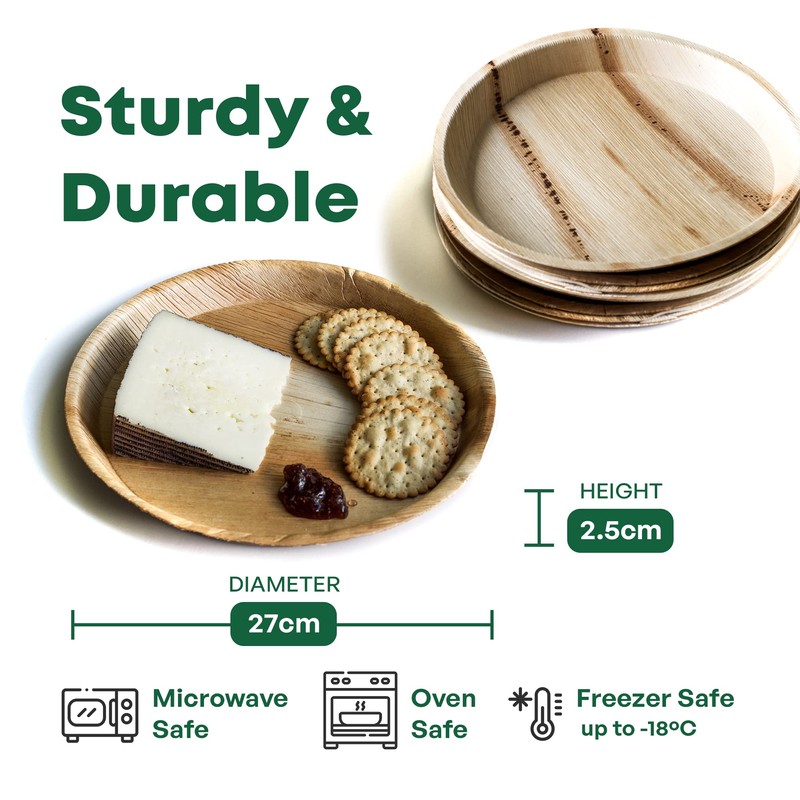 DISPOSABLE GREEN – Round Disposable Plates, Areca Leaf Serving Plates,