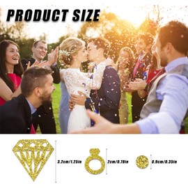 100Pcs Glitter Engagement Table Confetti, Wedding Table Confetti, Engagement Party Decorations with Diamond, Ring, Round Paper for Engagement Party Glitter (Gold)