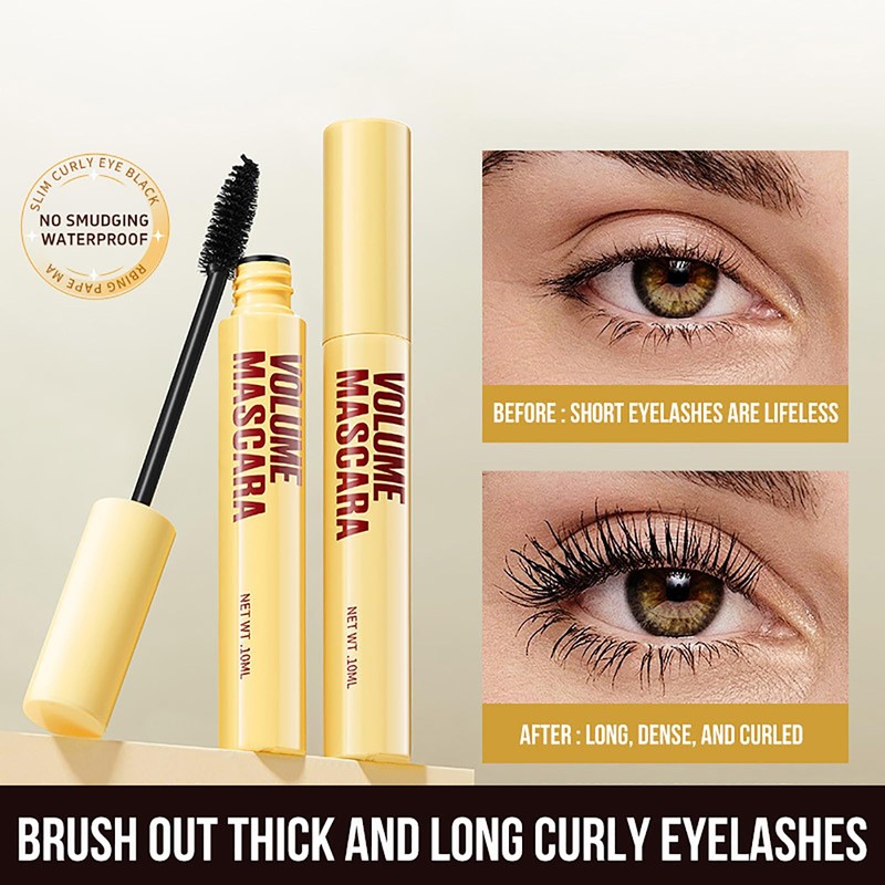Black Mascara Volumising& Smudge-Proof,With an inflator comb brush - Waterproof