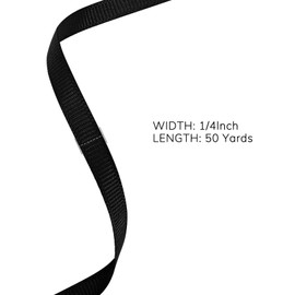 Ribreeze 1/4 inch Black Grosgrain Ribbon 50 Yards for Gift Wrapping Weddings DIY Floral Decor Sewing & More