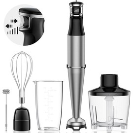 【5 in 1】Immersion Blender Handheld Hand Blender 1100W, Trigger Variable Speed 5 in 1 Stick Blender, Emulsion Blender with Chopper, Whisk and Frother for Soup, Baby Food and Smoothies, Best Gift