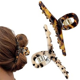 Pinza para el pelo francés, diseño de carey de tortuga con pinzas para el pelo, tamaño mediano, resina, accesorios de moda para mujeres y niñas, paquete de 2 con caja de regalo (carey de tortuga)