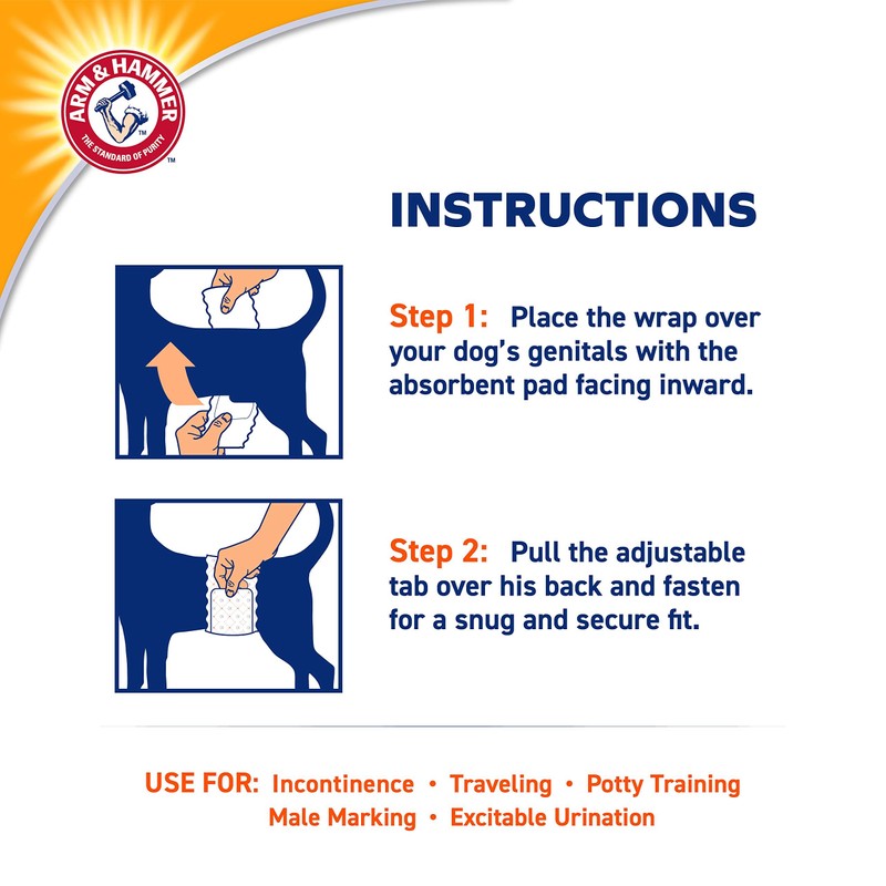 Arm & Hammer For Pets Male Dog Wraps, Size Small