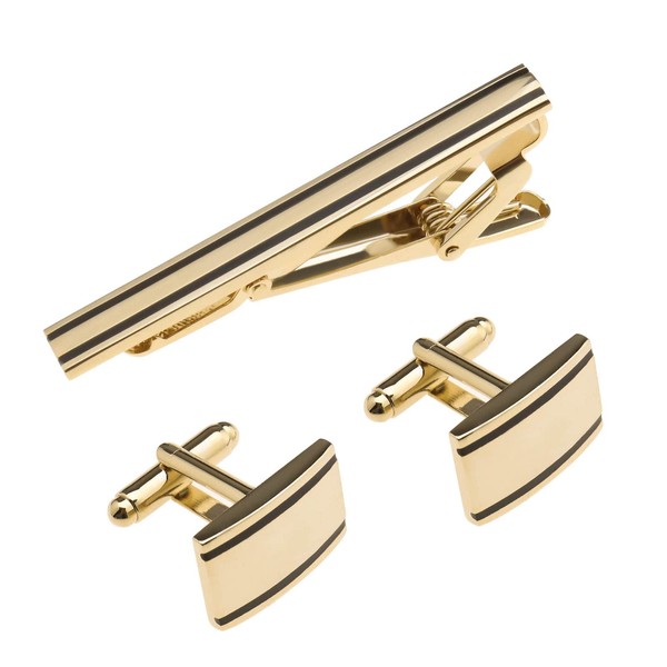 Set of 3 Men's Tie Clips and Cufflinks Set Business