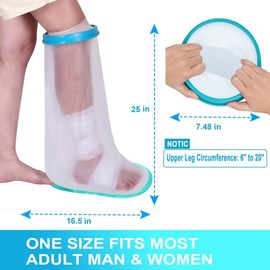 Lxuemlu 2025 Upgraded 100% Waterproof Cast Shower Cover Leg Cast Cover with Non-Slip Bottom for Showering After Surgery, Adult Foot Shower Bag Cast Bag Cast Protector to Keep Wound & Bandages Dry