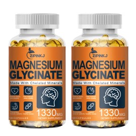 ZIPINKJ Magnesium Glycinate 1330mg Chelated 120 Softgels For Sleep Mood Bone Support - 240 caps