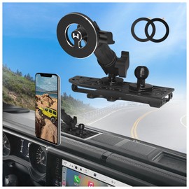 WXRYLYN 2025 2024 Wrangler JL Gladiator Dash Magnetic Phone Mount for 2024 2025 J eep Wrangler JL 4xe Gladiator Metal Dash Platform Magnetic Phone Mount 2024 Wrangler Cell Phone Holder-Driver Side