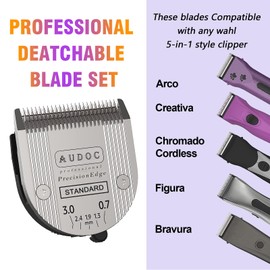 2 Pack Professional Animal 5-in-1 Adjustable Blade Length 0.7-3mm Compatible with Arco, Bravura and Moser Arco 1870/1871/1872/1873/1854