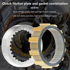 BIGLKNM Extra Plate Friction Steel Clutch Kit & Gasket Kit Compatible with Vulcan 800 VN800B VN800E VN800A Vulcan 900 VN900C VN900B VN900D 1995-2006