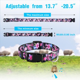 Yeyeplum Goat Collars with Bells, Sheep Grazing Copper Bells and Adjustable Nylon Collar Set Loud Bronze Bell for Small Farm Animal Sheep Cow Accessories(Flower)