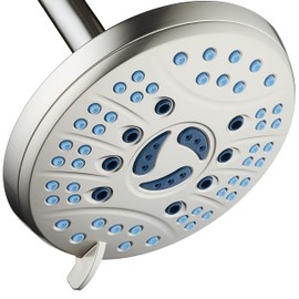 AquaCare As-Seen-On-TV High Pressure 6-setting 6 inch Rainfall Shower Head with Special Hygienic Anti-clog Nozzles for Cleaner, More Powerful Shower! Top American Brand/Satin Nickel Finish