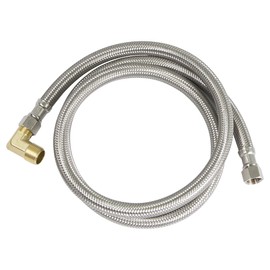 Highcraft Dishwasher Water Supply Line, Hose Connector Has 3/8 Inch 90 Degree Brass Elbow Fitting, Braided Stainless Steel 6 Ft