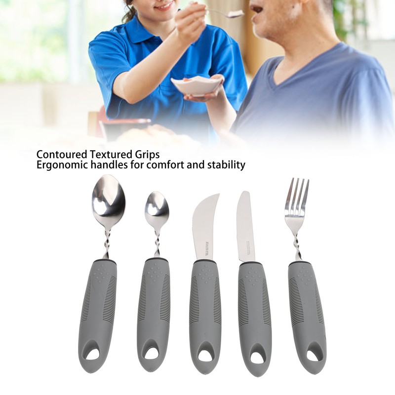 5pcs Bendable Adaptive Utensils Weighted Easy Grip Stainless Steel Special