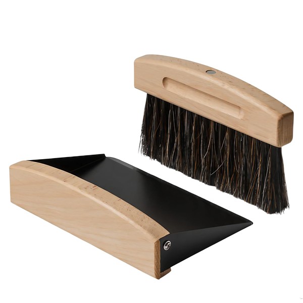 Mini Dustpan and Brush Sets, Wooden Crumb Sweeper with Horsehair