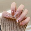 24 Pcs Nail Tips, Checkered Nails, Dark Brown Fake Nails