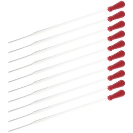 Fudeshe 10Pcs 20cm 3ml Burette Glass Pipette,Glass Pipette Dropper with Red Rubber Cap,Glass Graduated Droppers Lab for Liquid Essential Oil Transfer