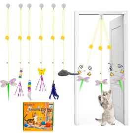 Mitubati Cat Toys Indoor Hanging Door Retractable Flying Da Bird Cat Toy for Kitten Fun Exercise Interactive String Feather Cat Toys for Hunting Chase (Yellow Silk Finch)