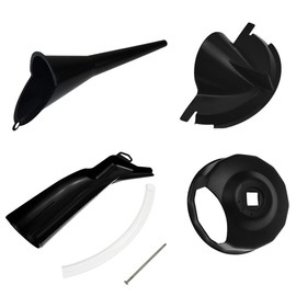 Rebacker Crankcase Fill Funnel Primary Case Oil Fill Drip-Free Oil Funnel Set with Oil Filter Cap Wrench Fit for Harley 4pcs All Black