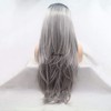 XIWEYA Grey Long Hair Dark Root Natural Straight Lace Front