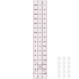 Acrylic Quilters Ruler,Sewing Ruler,3-Inch by 17-Inch, Non Slip Rings 15 Pieces for Quilting and Sewing (Clear)