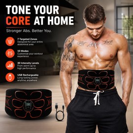EMS Abdominal Trainer Belt for Home Fitness – USB Rechargeable Core Muscle Stimulator for Workout Support