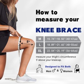 UHOUSEST Knee Brace, Knee Support Brace for Women and Men, Compression Knee Sleeve with Patella Gel Pad & Side Stabilizers for Running, Gym, Hiking, Sports, Greyish Blue, M