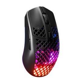 SteelSeries Aerox 3 Wireless - Mouse para Juegos Holey RGB - Diseño Ultraligero Resistente al Agua - Sensor óptico de Aire TrueMove de 18 K dpi - Ónix