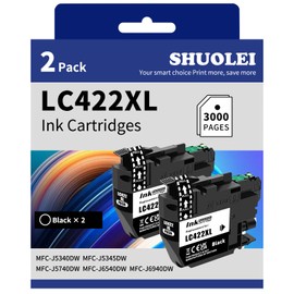 SHUOLEI LC422XL Printer Cartridges Compatible with Brother LC-422XL LC-422 Cartridges Multipack High Capacity for MFC-J5340DW MFC-J5345DW MFC-J5740DW MFC-J6540DW MFC-J6940DW (2 Pack, 2 Black)