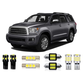MEALAM White LED Bulbs Package Kit Compatible with 2008 2009 2010 2011 2012 2013 2014 2015 2016 2017 2018 2019 2020 2021 Toyota Sequoia Interior Light + License Plate Light and Install Tool, 20 Piece