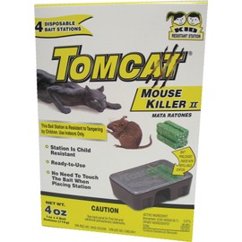 Tomcat Mouse Killer II, 4-Pack (Kid Resistant Disposable Mouse Bait Station)