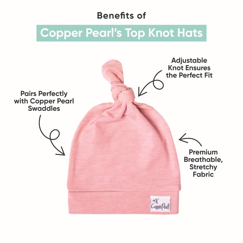 Gorro de cobre con perla para bebé, con nudo superior,