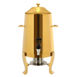 3.43Gallon Stainless Steel Hot Beverage Dispenser,Coffee Chafer Urn with Spigot&Fuel Holder,Cold&Hot Drinks Dispenser for Milk Coffee Tea Juice - Parties Catering Buffet Event (Gold)