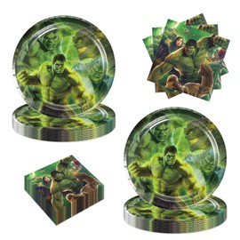 40Pcs for Hulk Party Supplies Include 20 Plates, 20 Napkins for The Hulk Birthday Party Decoration