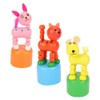 TOYANDONA 3Pcs Wooden Finger Puppet, Kids Animal Push Up Press