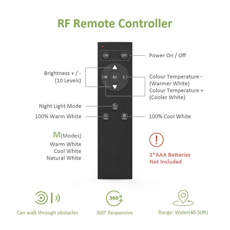 NOVOSTELLA 360 RF Remote Controller for 20ft-40ft Tunable LED Strip