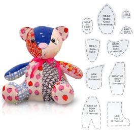 Memory Bear Patterns for Sewing, Sewing Patterns for Beginners, 10Pcs Template Ruler Set, Acrylic Memory Bear Template Ruler Set, Teddy Bear Quilting Templates for Easy Sewing Template (12inch)