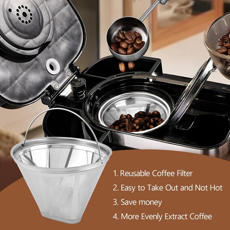 TILZIKA Reusable Cone Coffee Filter 2 Pack for Cuisinart Brewers