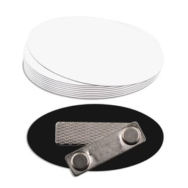 Oval Name Badge Blanks with Magnet - 10 Pack (White)