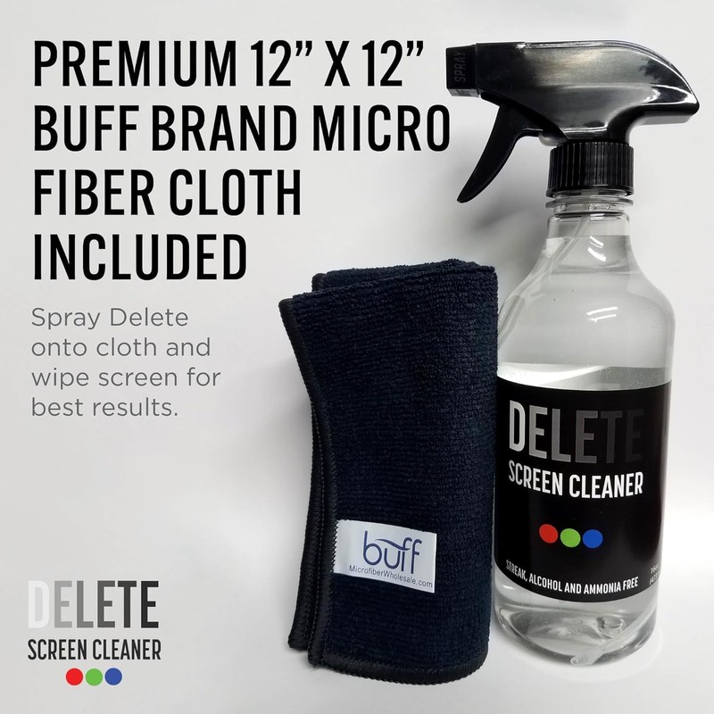 Delete Screen Cleaner 16oz Spray - Premium Streak-Free, Alcohol &