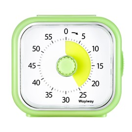 Wuyiway Visual Timer with Countdown Pause Function, 60-Minute Countdown Timer for Kids and Adults, Silent Classroom Timer, Time Management Tool for Home, School, or Work (Yellow Green)